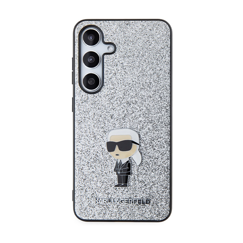 Karl Lagerfeld Fixed Glitter Ikonik Logo Metal Pin - Etui Samsung Galaxy S24 (srebrny)
