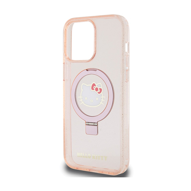 Hello Kitty Ring Stand Glitter Electrop Logo MagSafe - Etui iPhone 15 Pro Max (różowy)