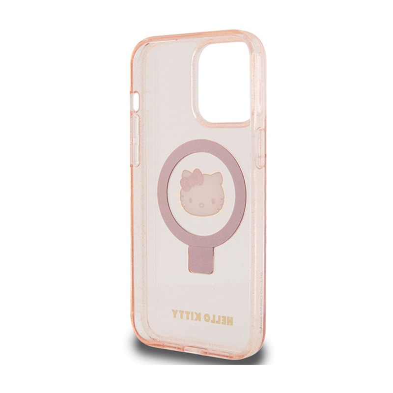 Hello Kitty Ring Stand Glitter Electrop Logo MagSafe - Etui iPhone 15 Pro Max (różowy)