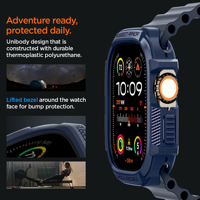Spigen Rugged Armor - Obudowa do Apple Watch Ultra 1/2 49 mm (Navy Blue)