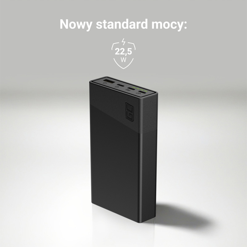 Green Cell PowerPlay20s - Power Bank 20000 mAh z szybkim ładowaniem USB-A QuickCharge 3.0 oraz 2x USB-C Power Delivery 22.5W (czarny)