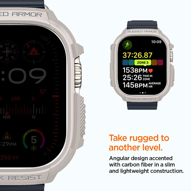 Spigen Rugged Armor - Obudowa do Apple Watch Ultra 1/2 49 mm (Dune Beige)