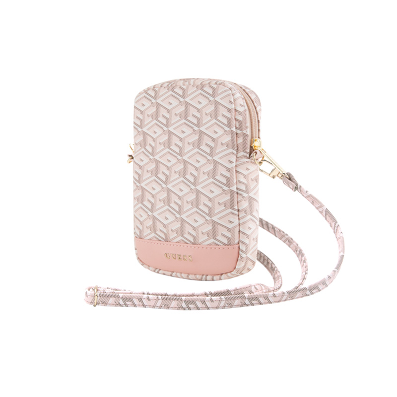 Guess Zip GCube Bottom Stripe - Torebka na telefon (różowy)