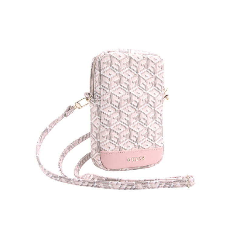 Guess Zip GCube Bottom Stripe - Torebka na telefon (różowy)