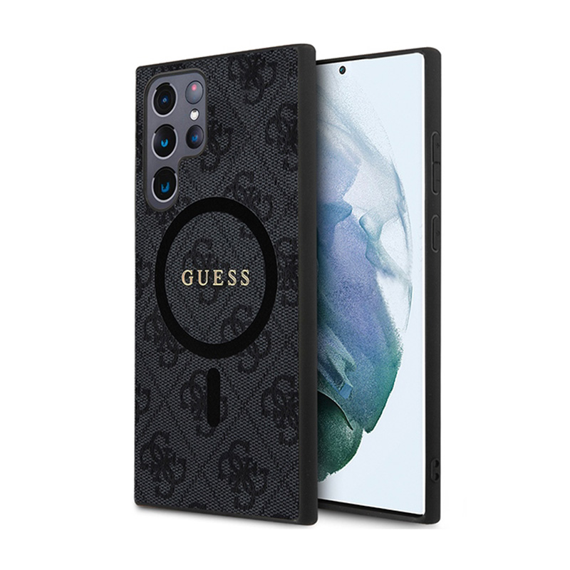 Guess 4G Collection Leather Metal Logo MagSafe - Etui Samsung Galaxy S24 Ultra (czarny)