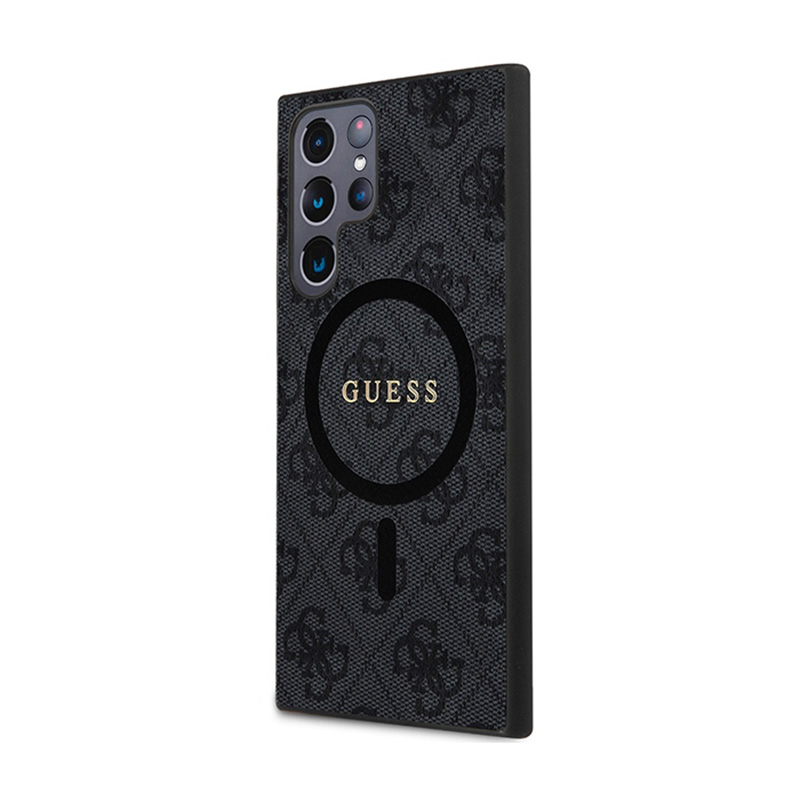 Guess 4G Collection Leather Metal Logo MagSafe - Etui Samsung Galaxy S24 Ultra (czarny)