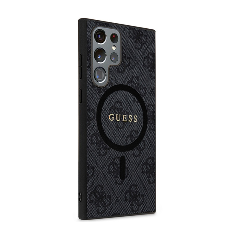 Guess 4G Collection Leather Metal Logo MagSafe - Etui Samsung Galaxy S24 Ultra (czarny)