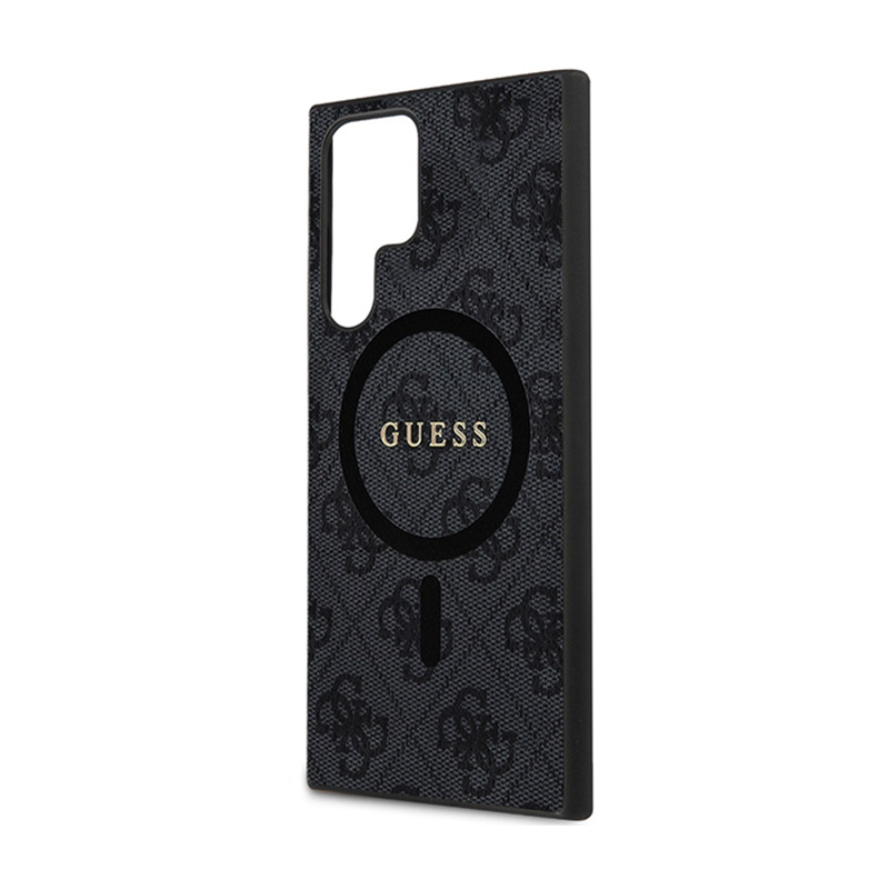 Guess 4G Collection Leather Metal Logo MagSafe - Etui Samsung Galaxy S24 Ultra (czarny)