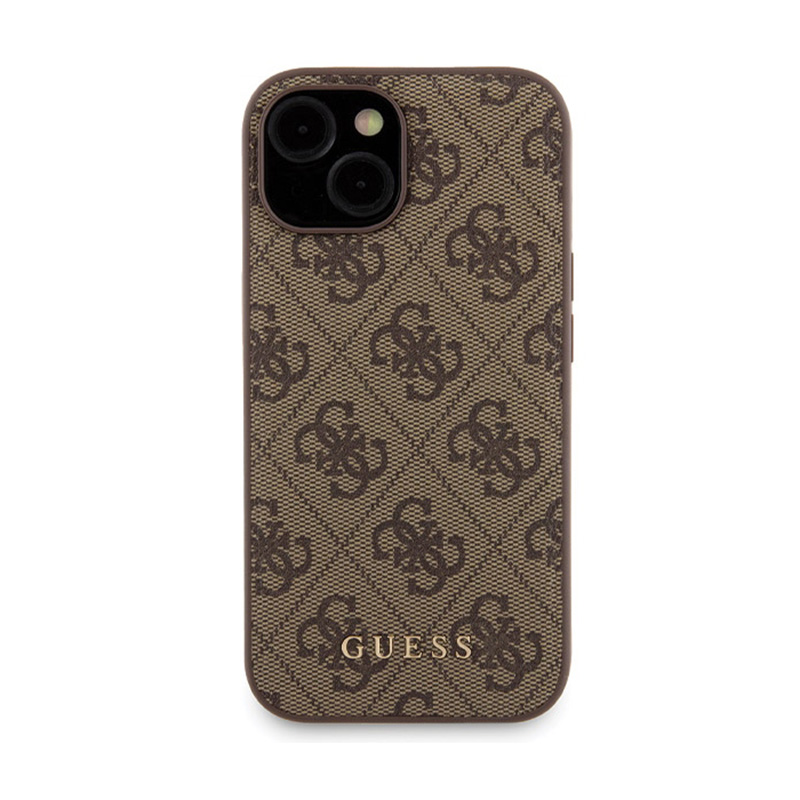 Guess Bundle Pack MagSafe 4G Metal Gold Logo - Zestaw etui + Power Bank 5000mAh MagSafe iPhone 15 (brązowy)