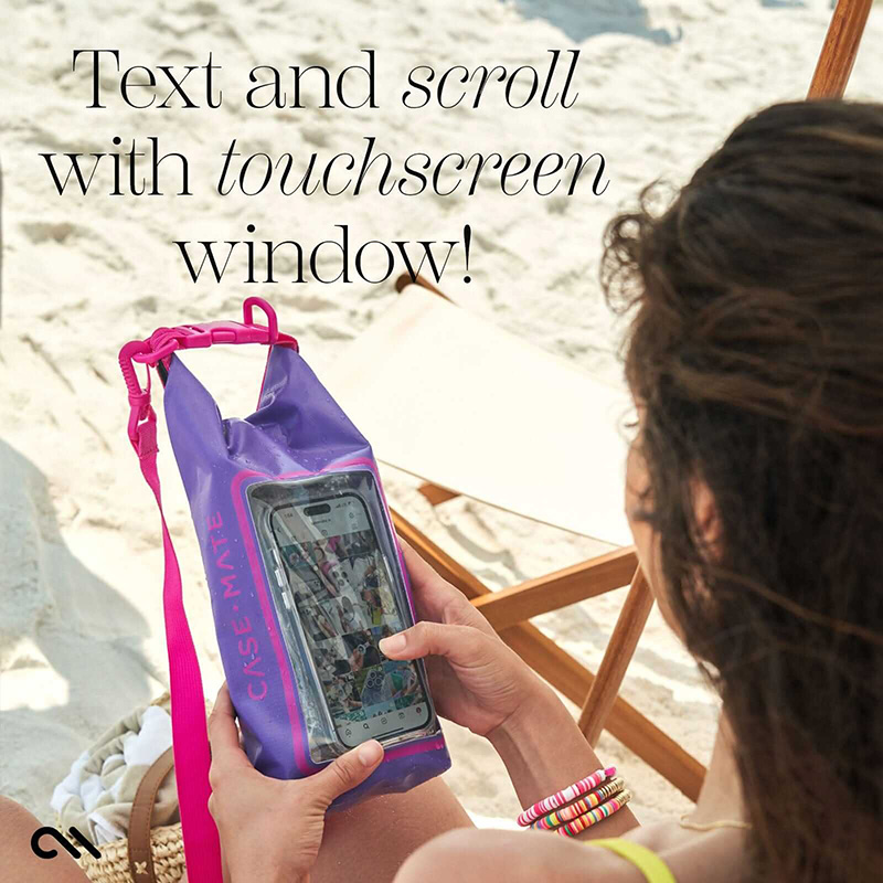 Case-Mate Waterproof Mini Phone Bucket Dry Bag - Wodoodporna torebka z kieszenią na telefon do 7” (Purple Paradise)