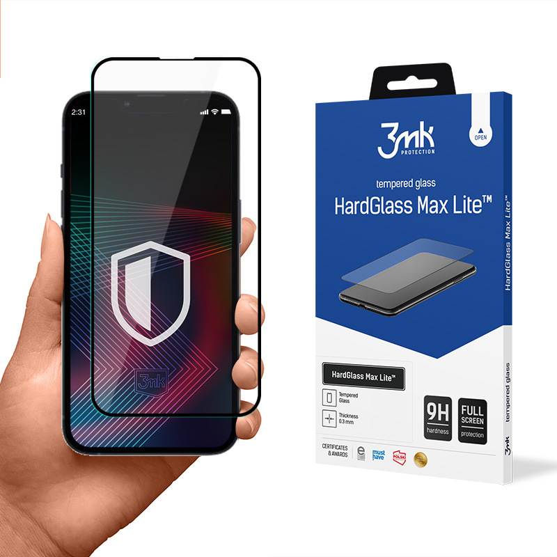 3mk HardGlass Max Lite - Szkło hartowane do iPhone 14 Pro (Czarny)