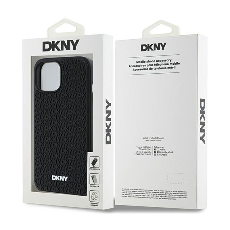 DKNY 3D Rubber Repeat Pattern - Etui iPhone 15 / 14 / 13 (czarny)