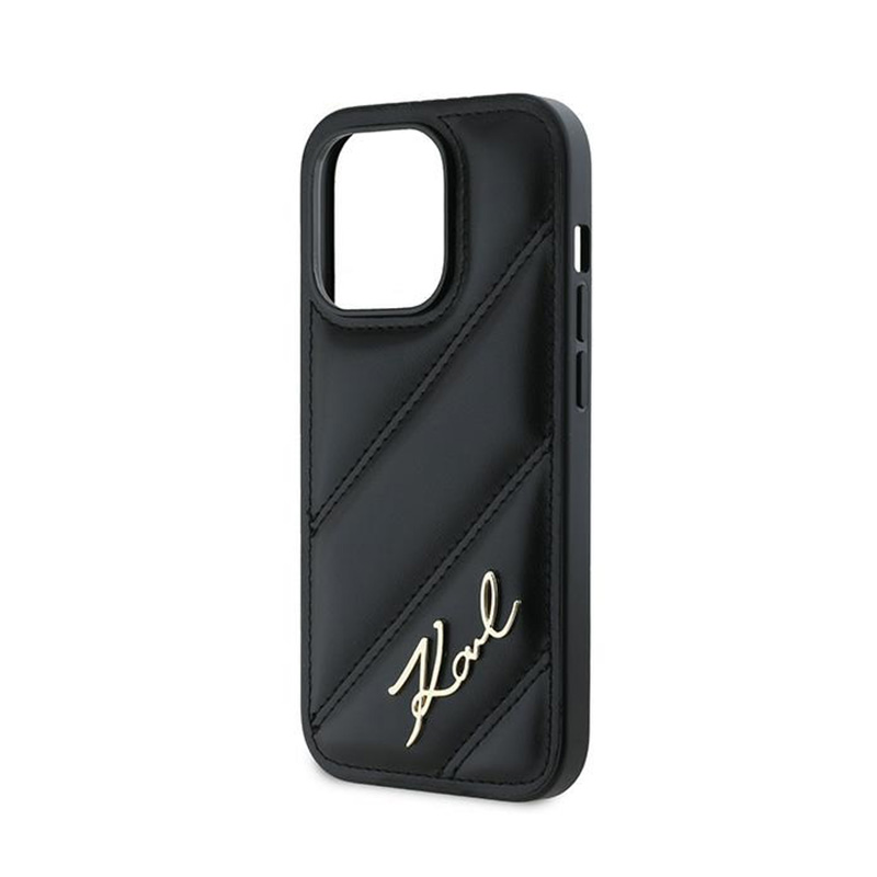 Karl Lagerfeld Diagonal Quilted Script - Etui iPhone 14 Pro Max (czarny)