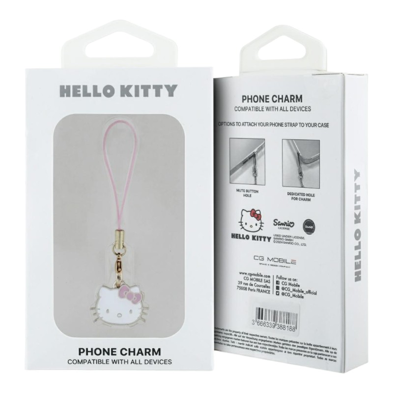 Hello Kitty Phone Strap Charm Kitty Head - Zawieszka do telefonu (różowy)