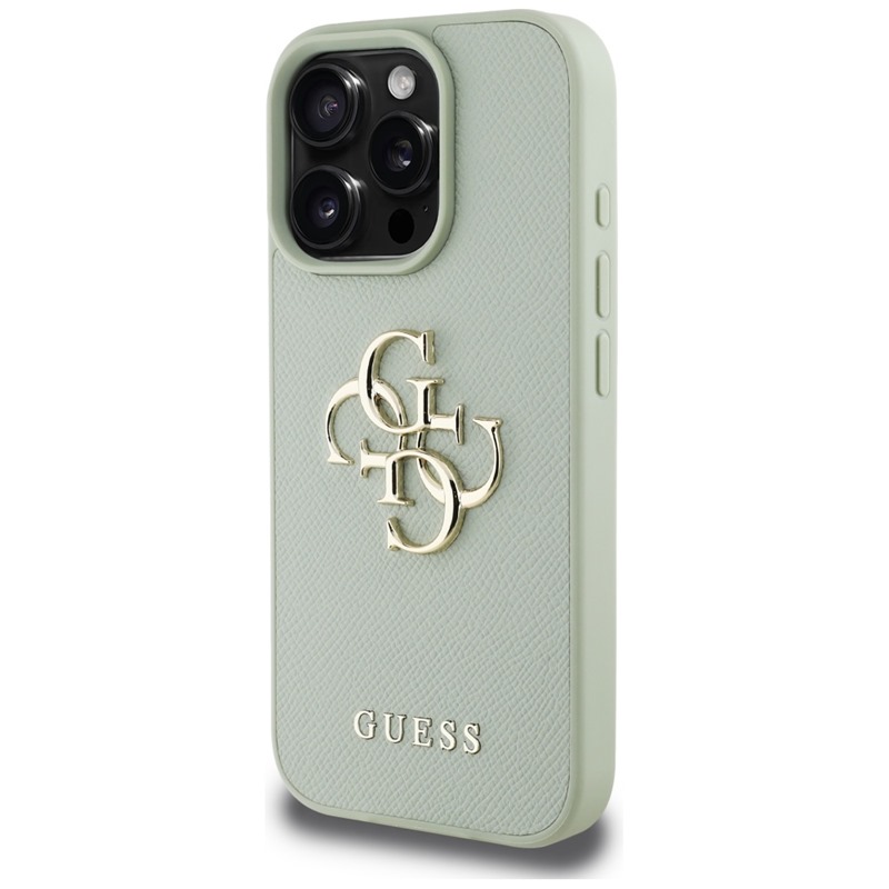 Guess Grained Big 4G Logo Small Classic Logo - Etui do iPhone 16 Pro (zielony)