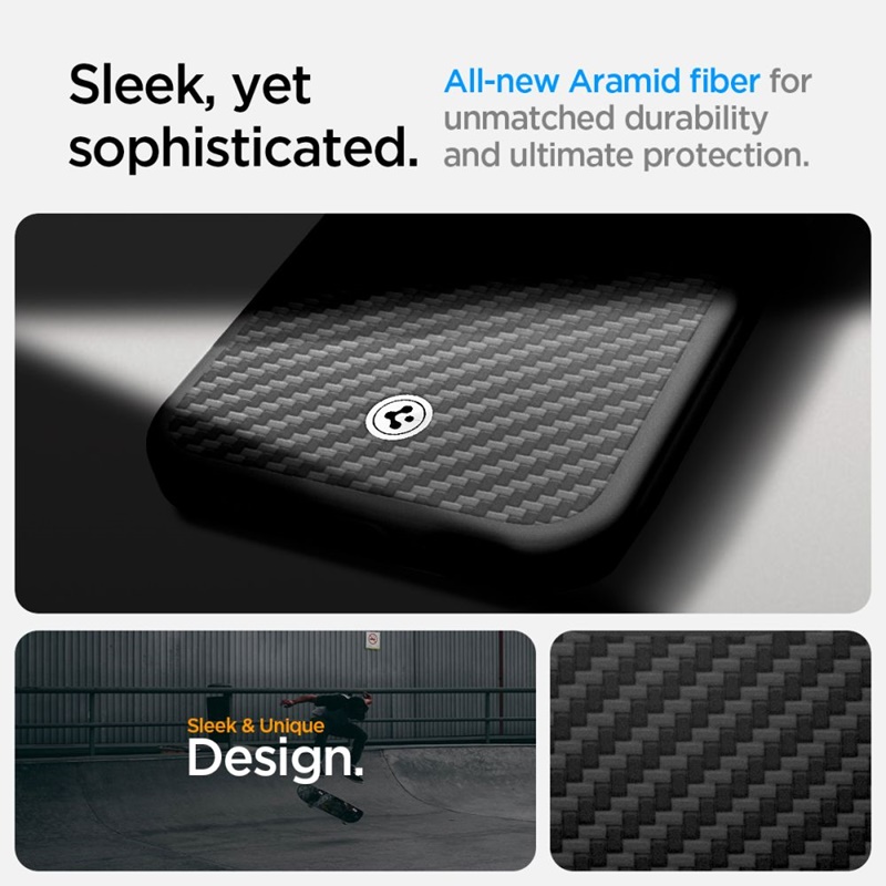 Spigen Enzo Aramid Mag MagSafe - Etui do iPhone 16e (Czarny)