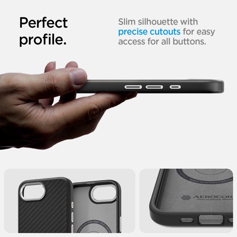 Spigen Enzo Aramid Mag MagSafe - Etui do iPhone 16e (Czarny)