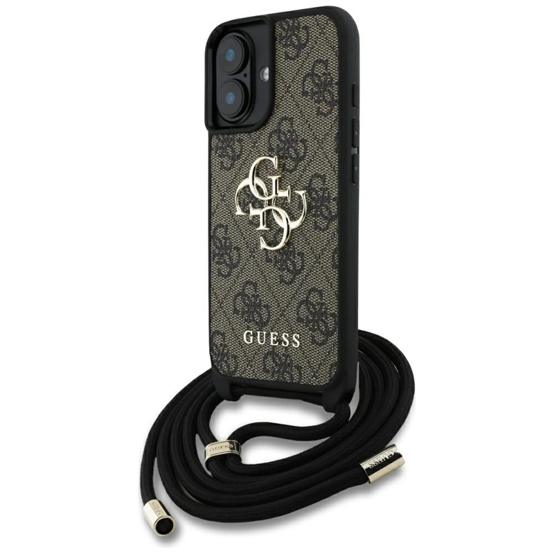 Guess 4G Big Logo Cord Strap Crossbody - Etui do iPhone 16 Plus (brązowy)