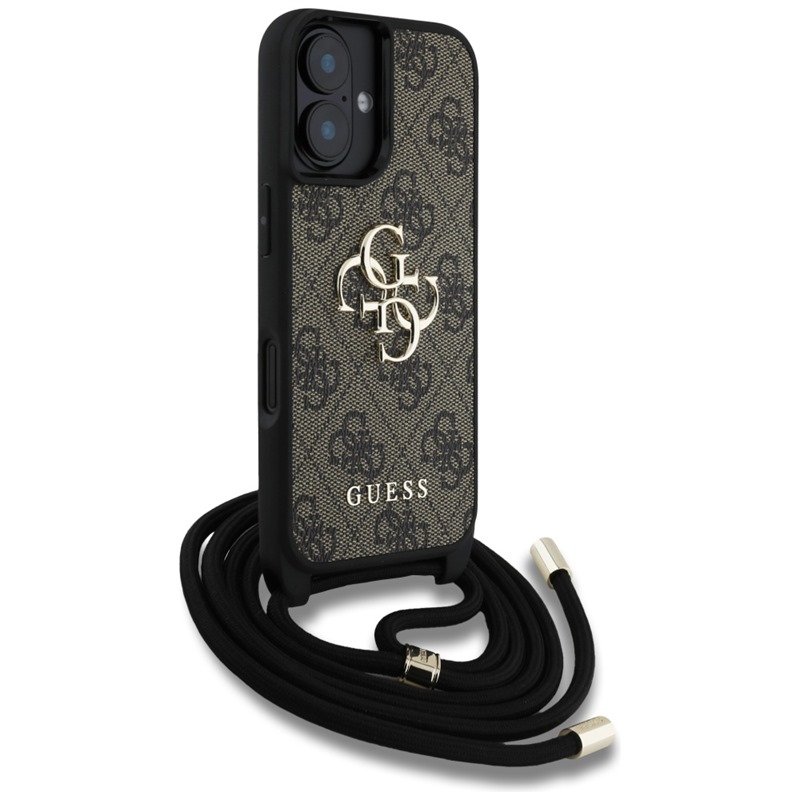 Guess 4G Big Logo Cord Strap Crossbody - Etui do iPhone 16 Plus (brązowy)