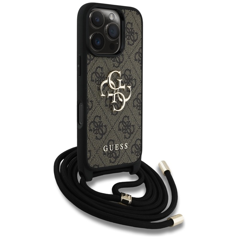 Guess 4G Big Logo Cord Strap Crossbody - Etui do iPhone 16 Pro Max (brązowy)