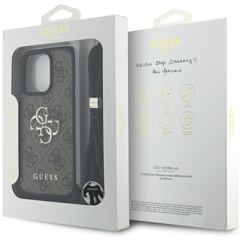 Guess 4G Big Logo Cord Strap Crossbody - Etui do iPhone 16 Pro Max (brązowy)