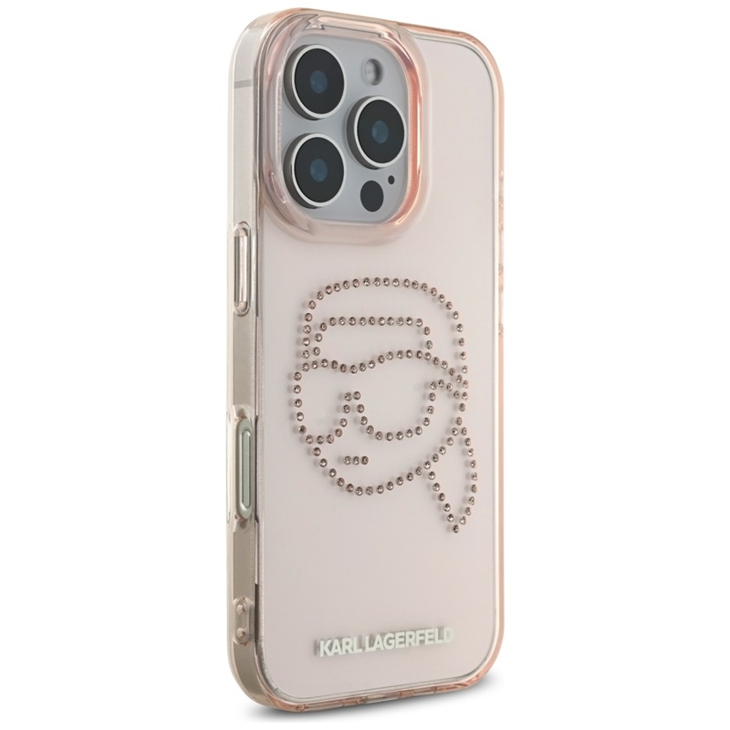 Karl Lagerfeld IML Rhinestones Karl Head - Etui do iPhone 16 Pro (różowy)