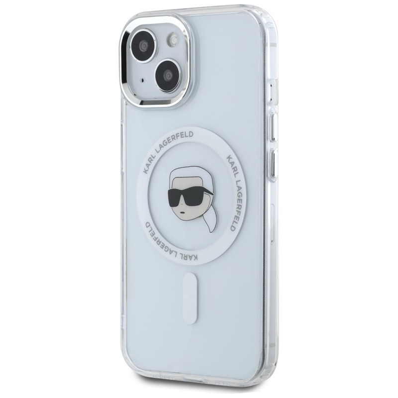 Karl Lagerfeld IML Metal Karl Head MagSafe - Etui do iPhone 15 (biały)