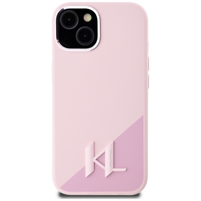 Karl Lagerfeld Silicone Shadow Metal Initial MagSafe - Etui do iPhone 15 (różowy)