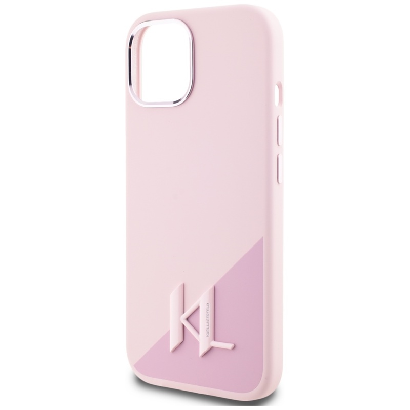 Karl Lagerfeld Silicone Shadow Metal Initial MagSafe - Etui do iPhone 15 (różowy)