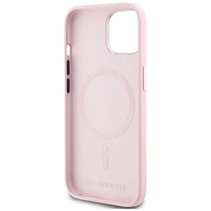 Karl Lagerfeld Silicone Shadow Metal Initial MagSafe - Etui do iPhone 15 (różowy)