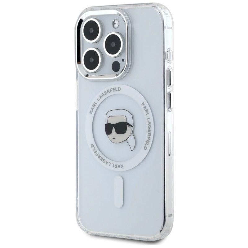 Karl Lagerfeld IML Metal Karl Head MagSafe - Etui do iPhone 15 Pro Max (biały)
