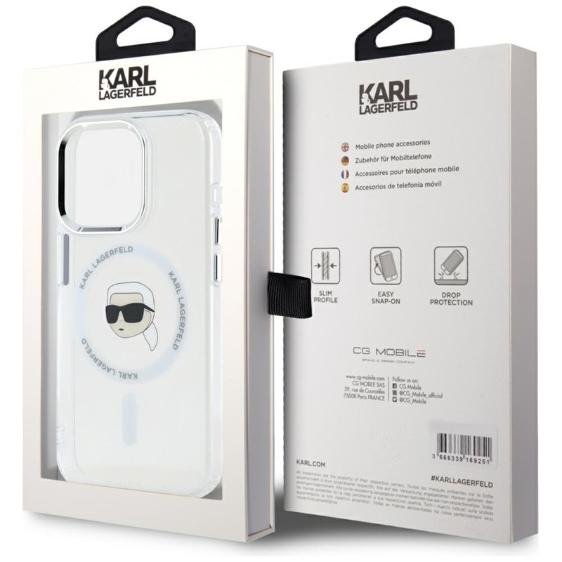 Karl Lagerfeld IML Metal Karl Head MagSafe - Etui do iPhone 15 Pro Max (biały)