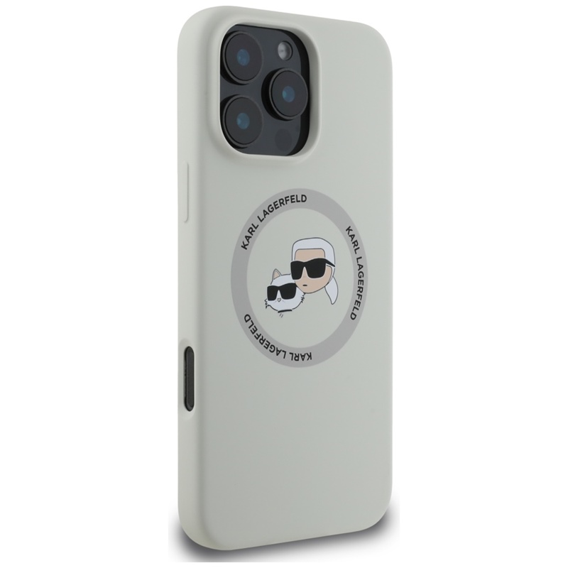 Karl Lagerfeld Silicone Double Heads And Circle MagSafe - Etui do iPhone 16 Pro (beżowy)