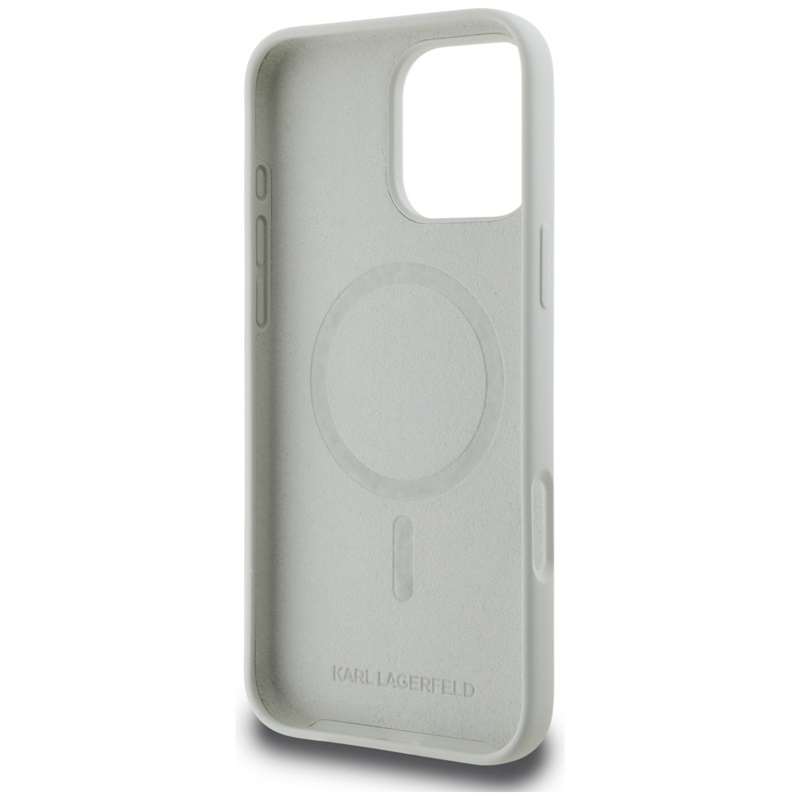 Karl Lagerfeld Silicone Double Heads And Circle MagSafe - Etui do iPhone 16 Pro (beżowy)