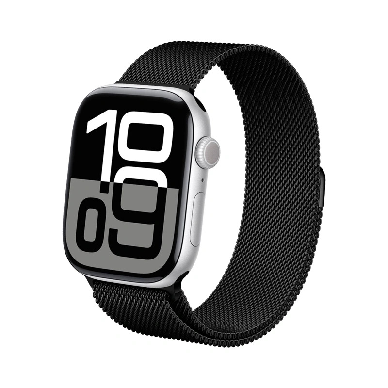 Crong Milano Steel - Pasek ze stali nierdzewnej do Apple Watch 38/40/41/42 mm (czarny)