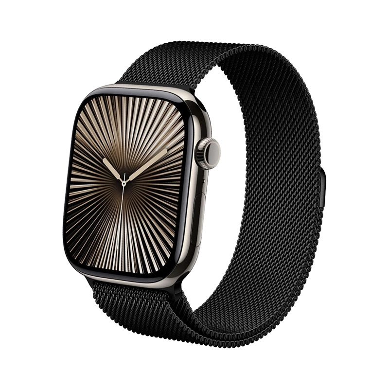 Crong Milano Steel - Pasek ze stali nierdzewnej do Apple Watch 38/40/41/42 mm (czarny)