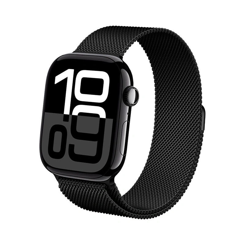 Crong Milano Steel - Pasek ze stali nierdzewnej do Apple Watch 44/45/46/49 mm (czarny)