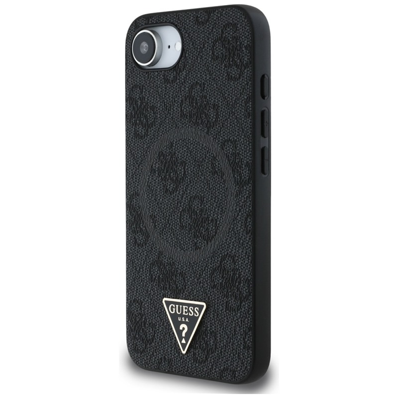 Guess 4G Ring Triangle Logo MagSafe - Etui do iPhone 16e (czarny)