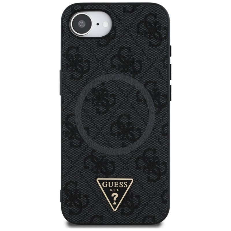 Guess 4G Ring Triangle Logo MagSafe - Etui do iPhone 16e (czarny)