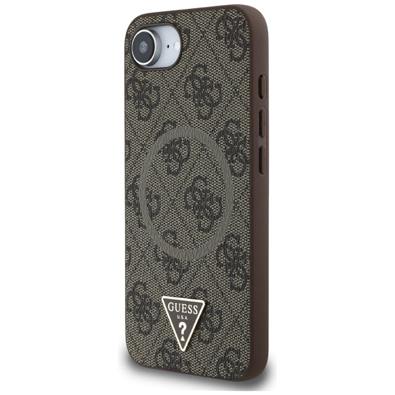Guess 4G Ring Triangle Logo MagSafe - Etui do iPhone 16e (brązowy)