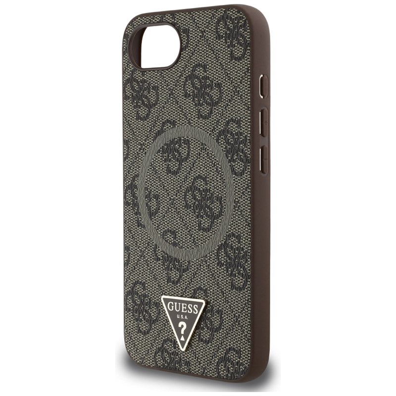 Guess 4G Ring Triangle Logo MagSafe - Etui do iPhone 16e (brązowy)