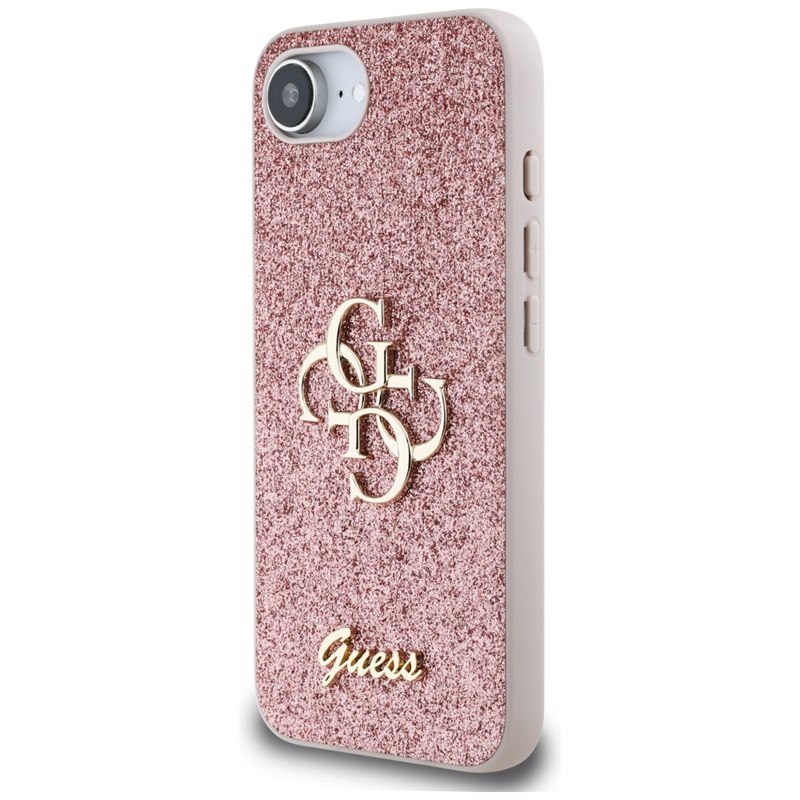 Guess Fixed Glitter Big 4G - Etui do iPhone 16e (różowy)