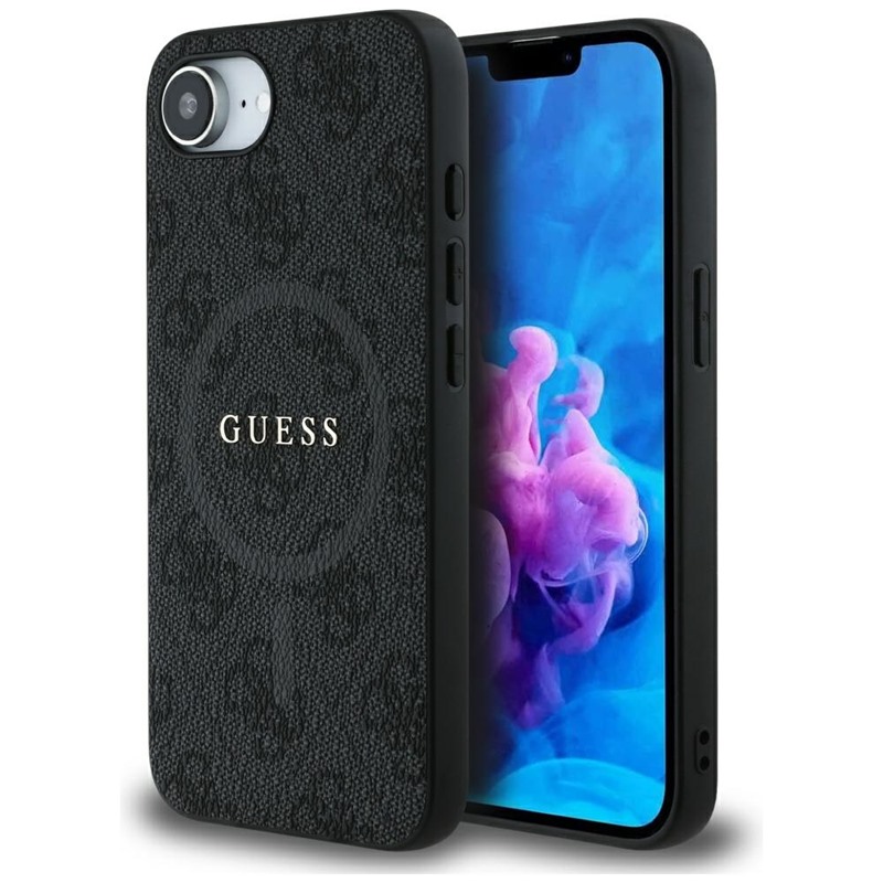 Guess 4G Ring Classic Logo MagSafe - Etui do iPhone 16e (czarny)