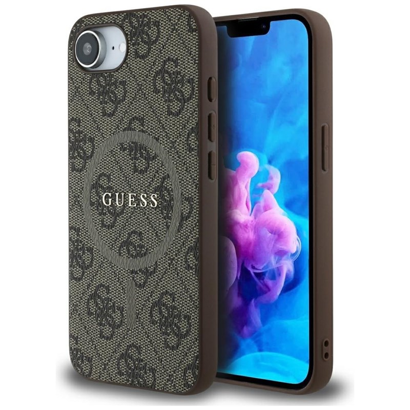 Guess 4G Ring Classic Logo MagSafe - Etui do iPhone 16e (brązowy)