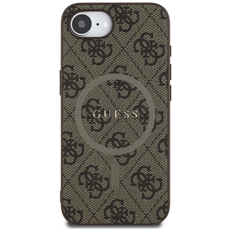 Guess 4G Ring Classic Logo MagSafe - Etui do iPhone 16e (brązowy)