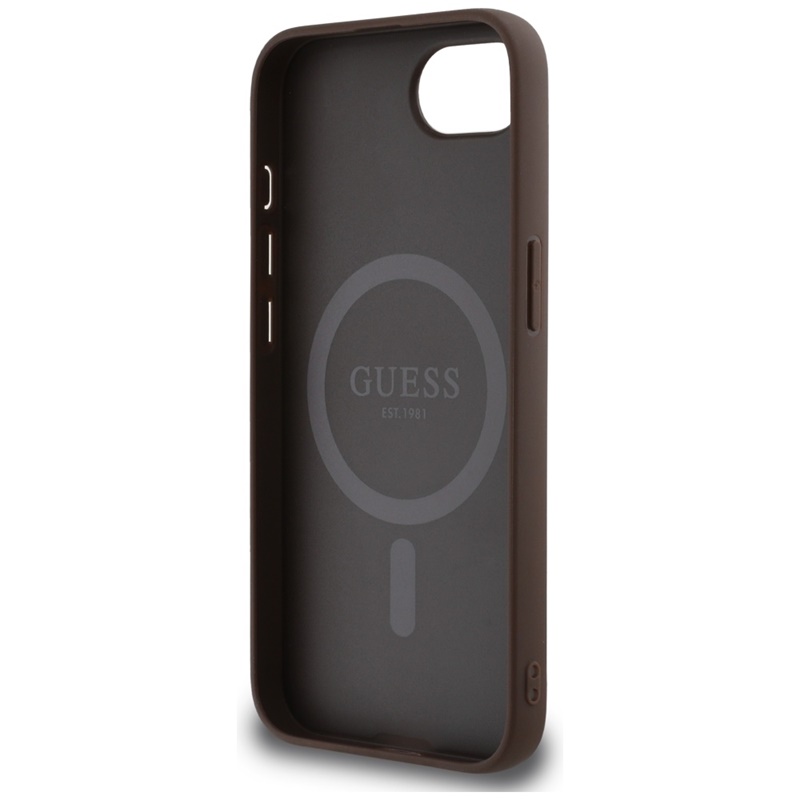 Guess 4G Ring Classic Logo MagSafe - Etui do iPhone 16e (brązowy)