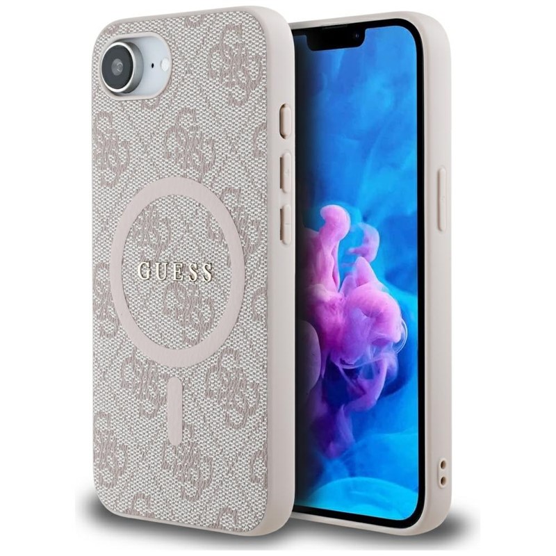 Guess 4G Ring Classic Logo MagSafe - Etui do iPhone 16e (różowy)
