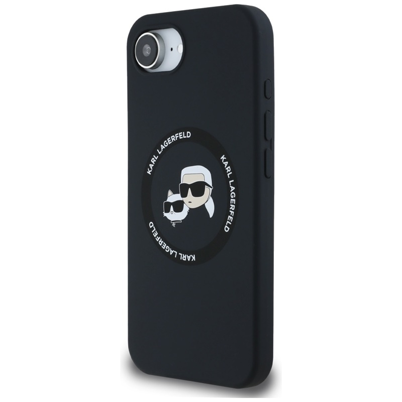 Karl Lagerfeld Silicone Karl & Choupette Heads MagSafe - Etui do iPhone 16e (czarny)