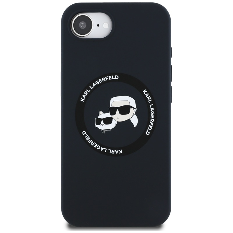Karl Lagerfeld Silicone Karl & Choupette Heads MagSafe - Etui do iPhone 16e (czarny)