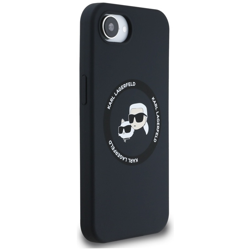 Karl Lagerfeld Silicone Karl & Choupette Heads MagSafe - Etui do iPhone 16e (czarny)